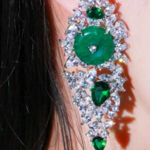 Luxury Marquise-Cut Cubic Zirconia Long Dangling Earrings - Emerald Green