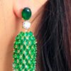 Marquise-Cut Green Cubic Zirconia Stone Long Dangling Drop Earrings